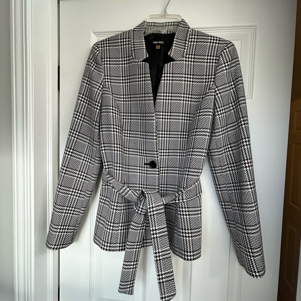 Nine West Monochrome Checkered Blazer